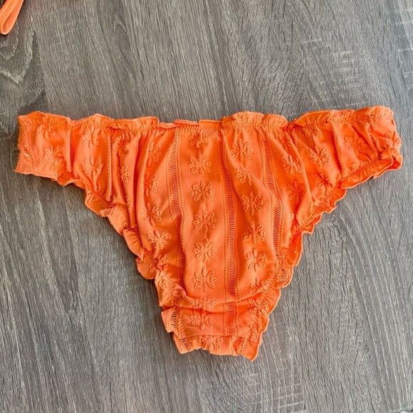 Aerie Tangerine Orange Bikini Perky Triangle Top Ruched Cheeky Bottom Sz M NWT - Picture 6 of 8